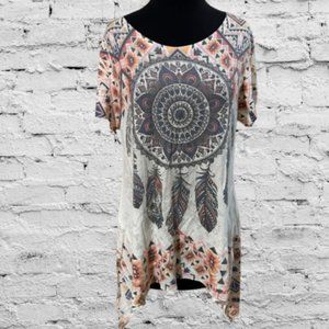 Beige with Large Dream Catcher Top  T630093X  NWT Boutique